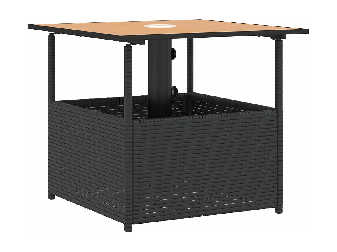 Mesa jardim c/ orifício guarda-sol 55x55x46,5cm vime PE preto