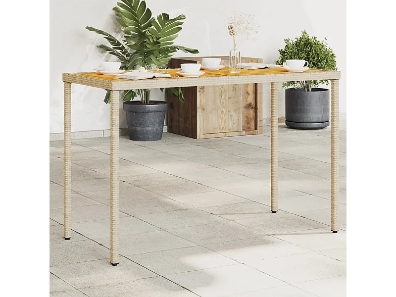 Table de jardin avec dessus en bois d'acacia beige 115x54x74 cm