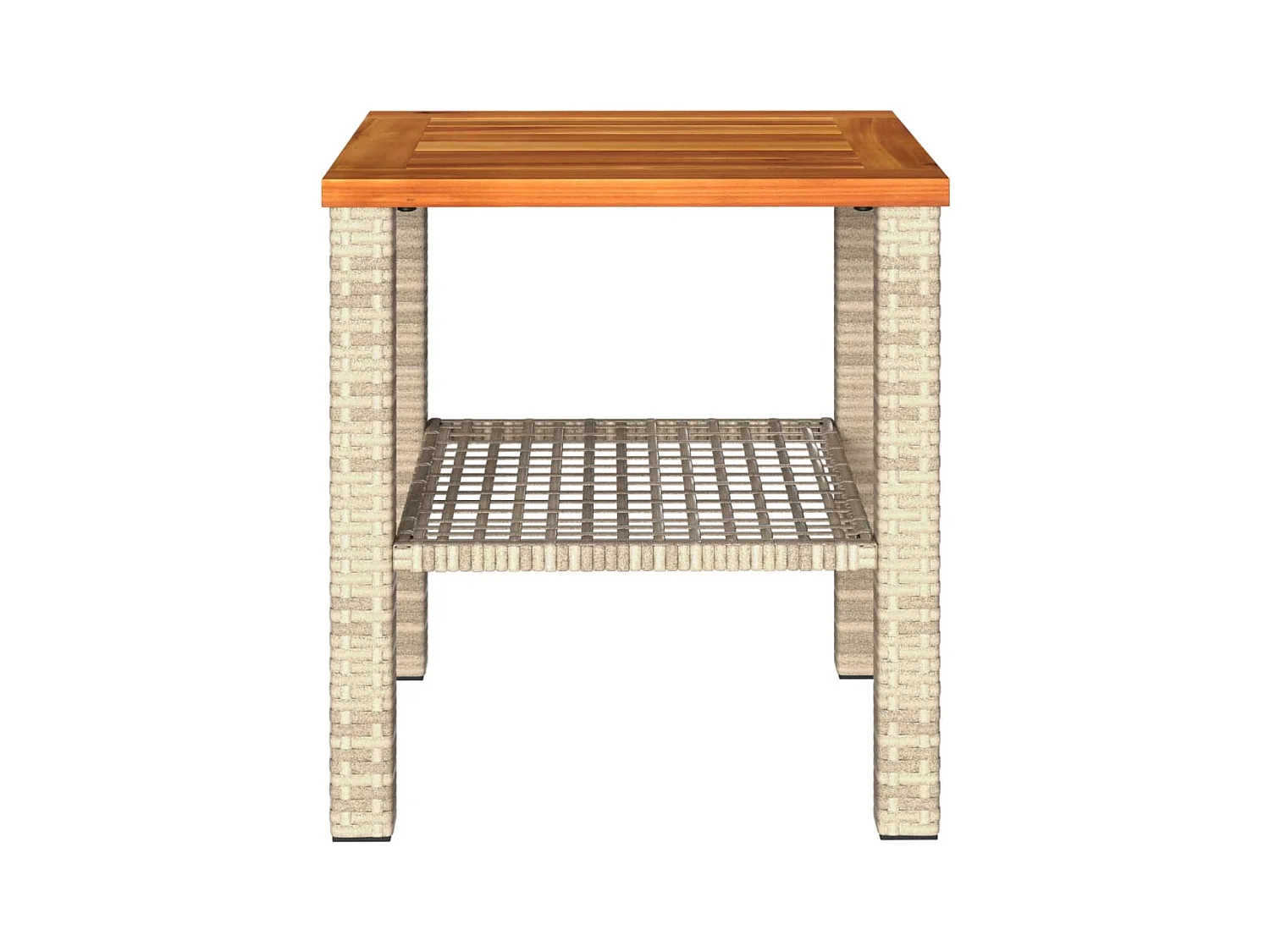 Tuintafel 40x40x42 cm poly rattan en acaciahout beige
