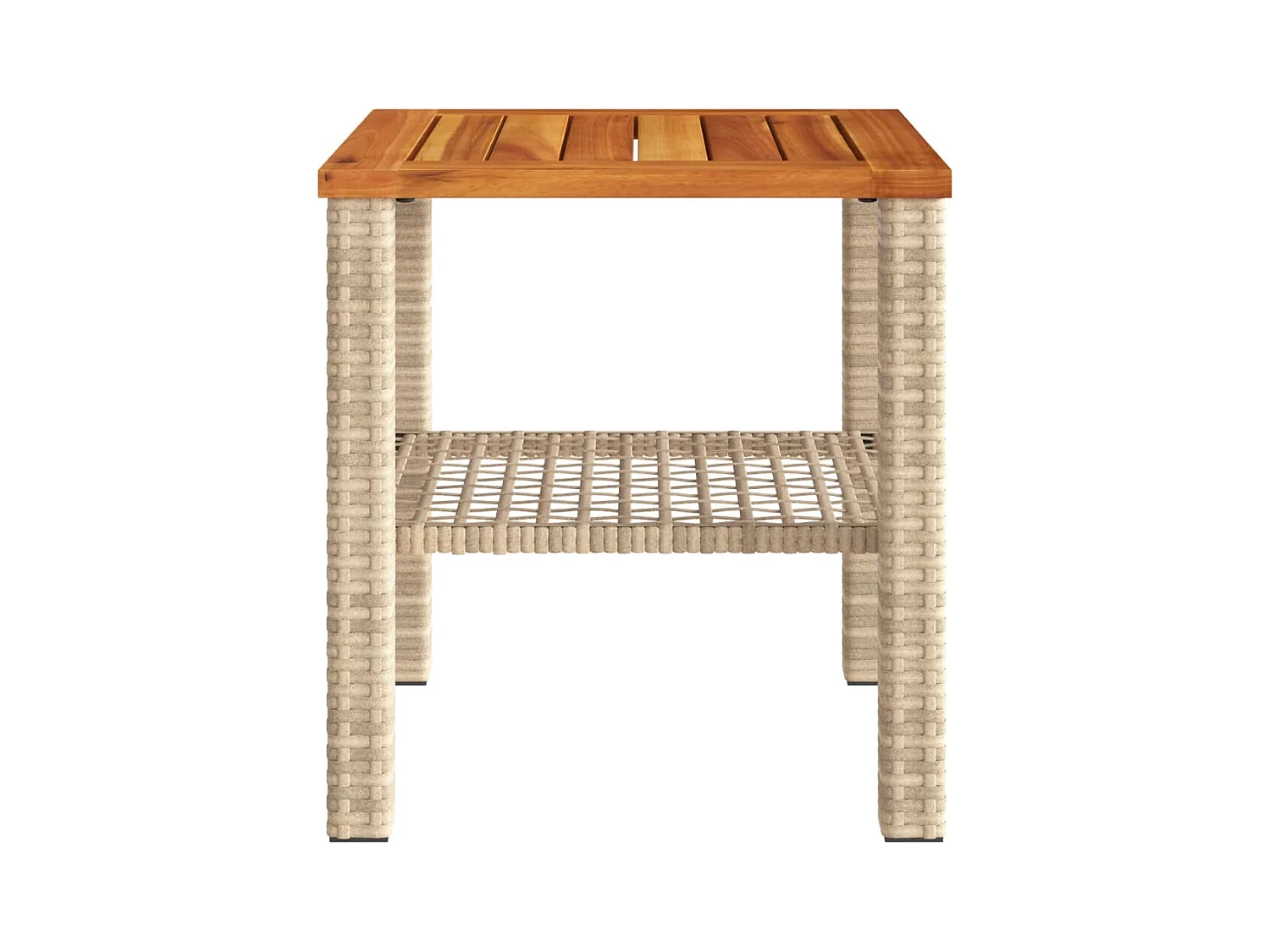Tuintafel 40x40x42 cm poly rattan en acaciahout beige