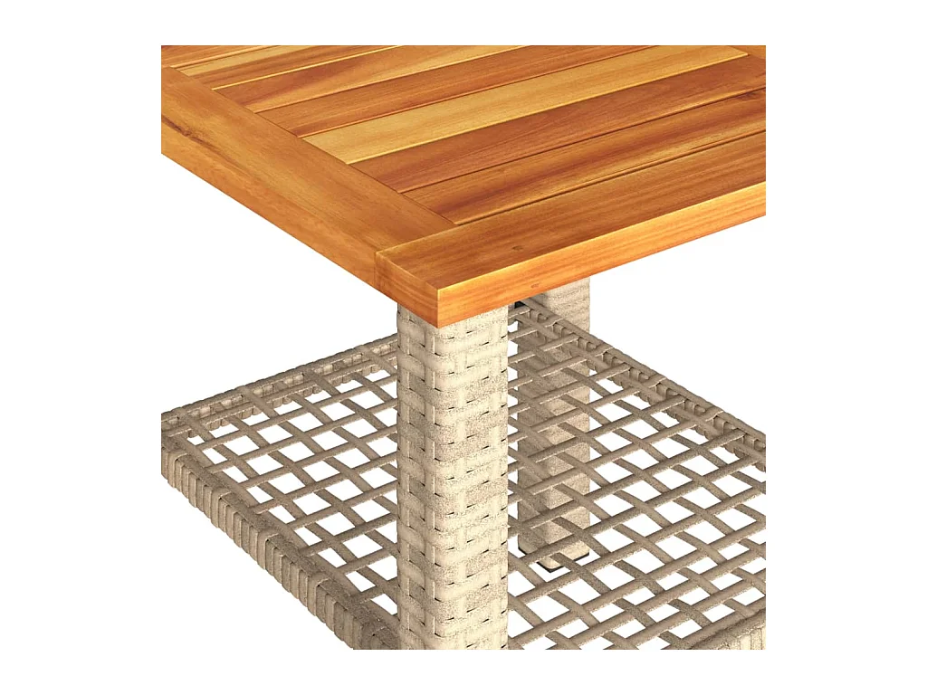 Tuintafel 40x40x42 cm poly rattan en acaciahout beige