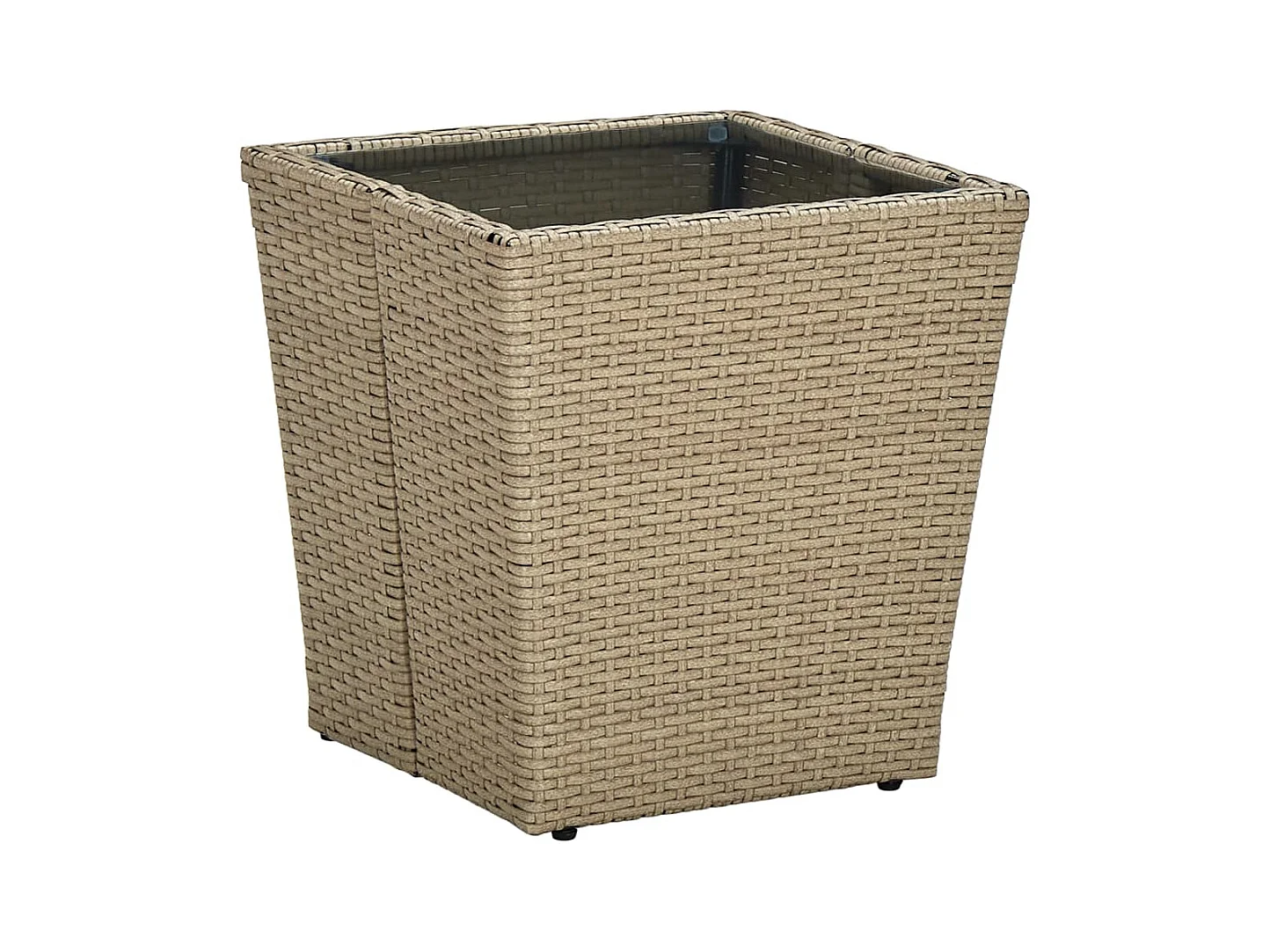 Beistelltisch Beige 41,5x41,5x44 cm Poly Rattan und Hartglas