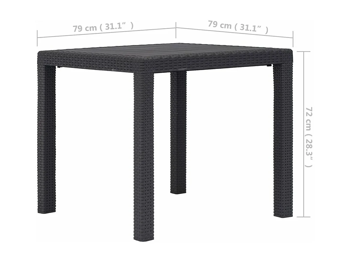 Table de jardin Marron 79x79x72 cm Plastique Aspect de rotin