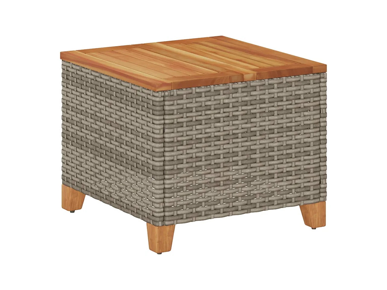 Gartentisch Grau 45x45x37 cm Poly Rattan Akazienholz