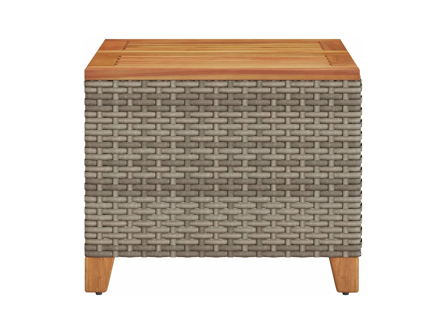 Gartentisch Grau 45x45x37 cm Poly Rattan Akazienholz
