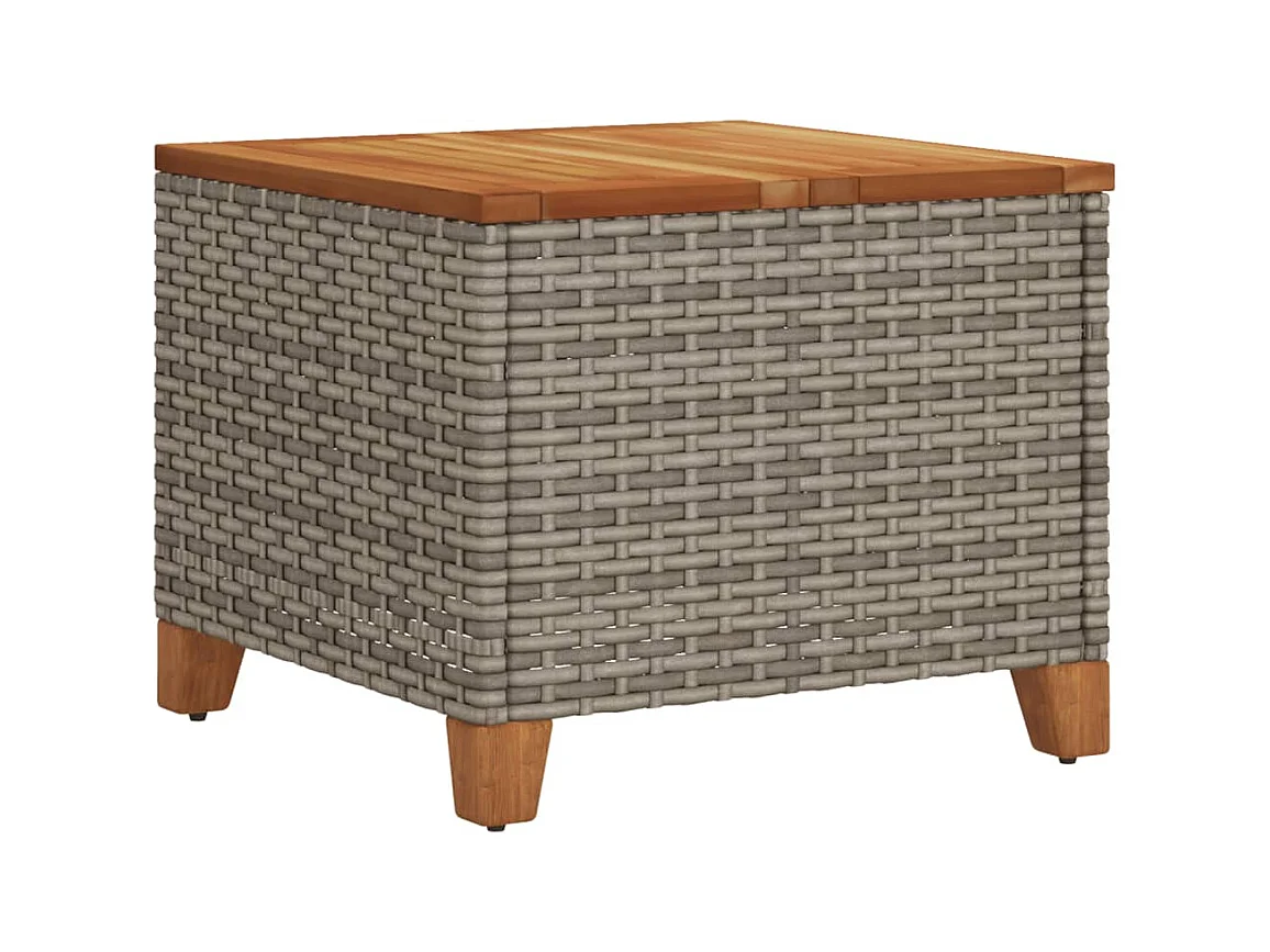 Gartentisch Grau 45x45x37 cm Poly Rattan Akazienholz