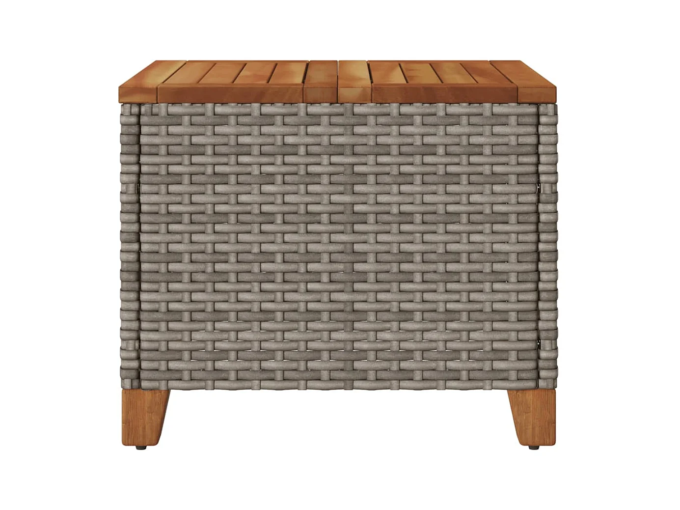 Gartentisch Grau 45x45x37 cm Poly Rattan Akazienholz