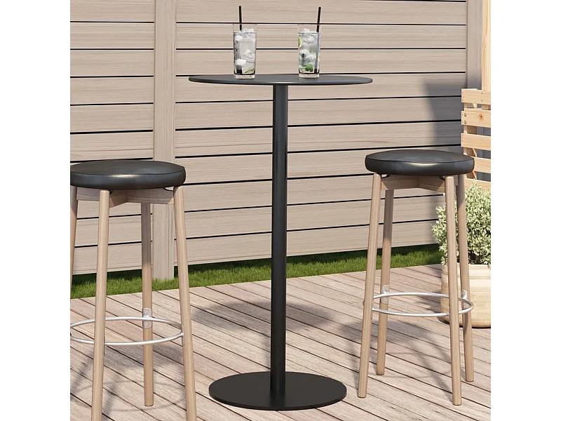 Table de jardin ronde noir Ø60x105 cm acier