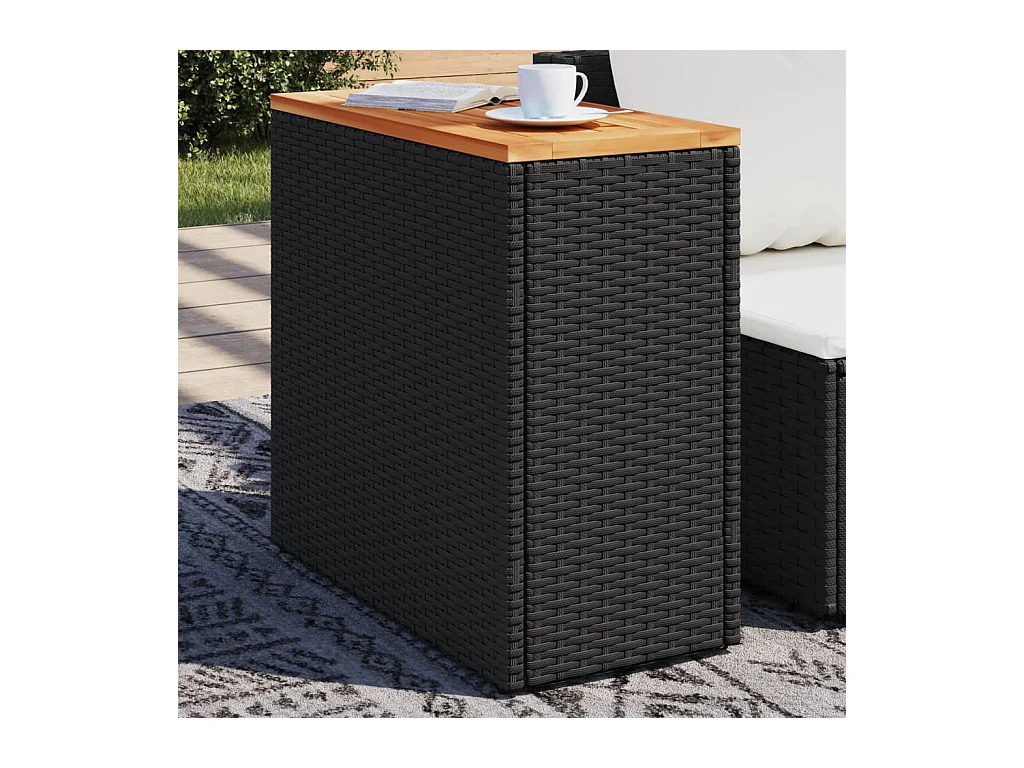 Table d'appoint de jardin dessus en bois noir 58x27,5x55 cm