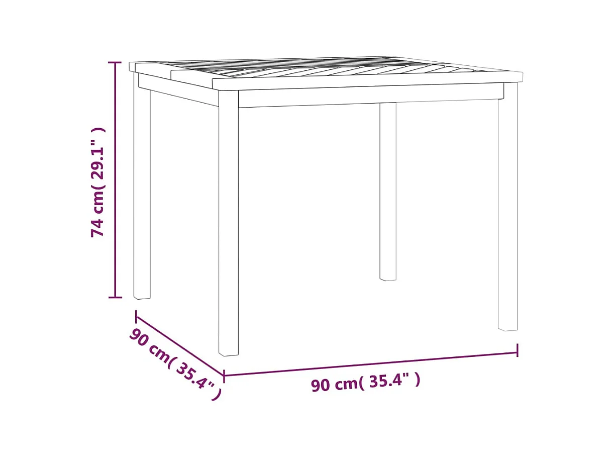 Table à manger de jardin 90x90x74 cm bois d'acacia solide