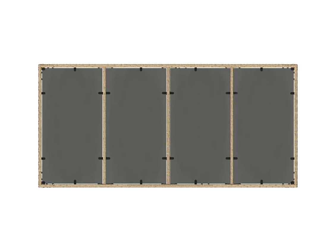 Tuintafel met glazen blad 190x90x75 cm poly rattan beige