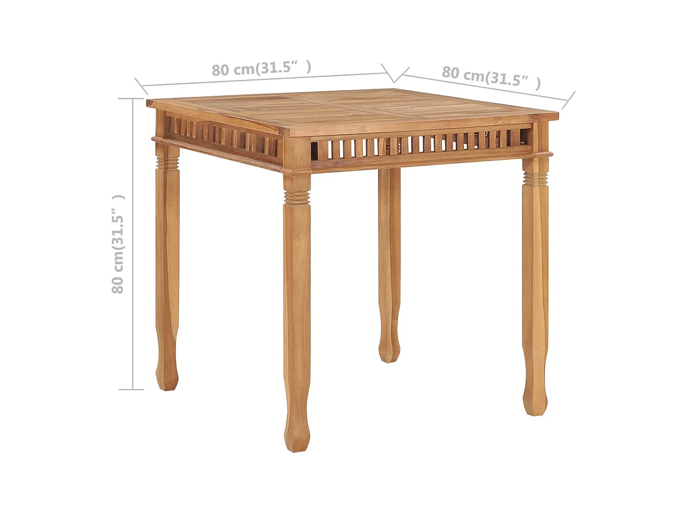 Tavolo da Pranzo per Giardino 80x80x80 cm in Massello di Teak