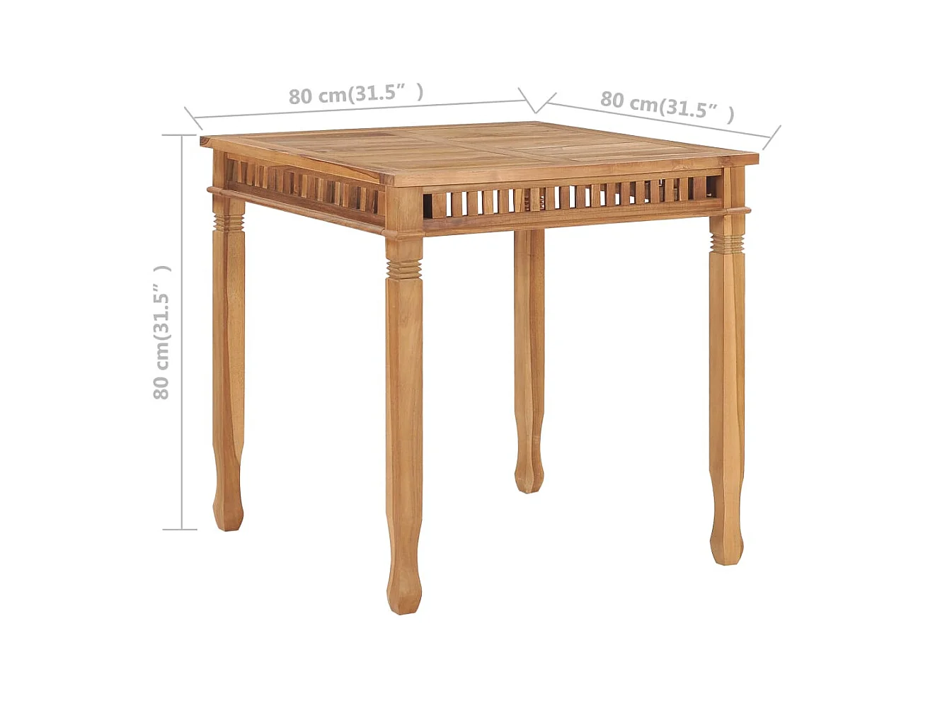 Table à dîner de jardin 80x80x80 cm Bois de teck solide