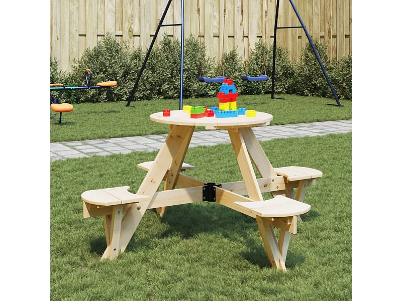 Table de pique-nique pour 4 enfants avec trou de parasol rond