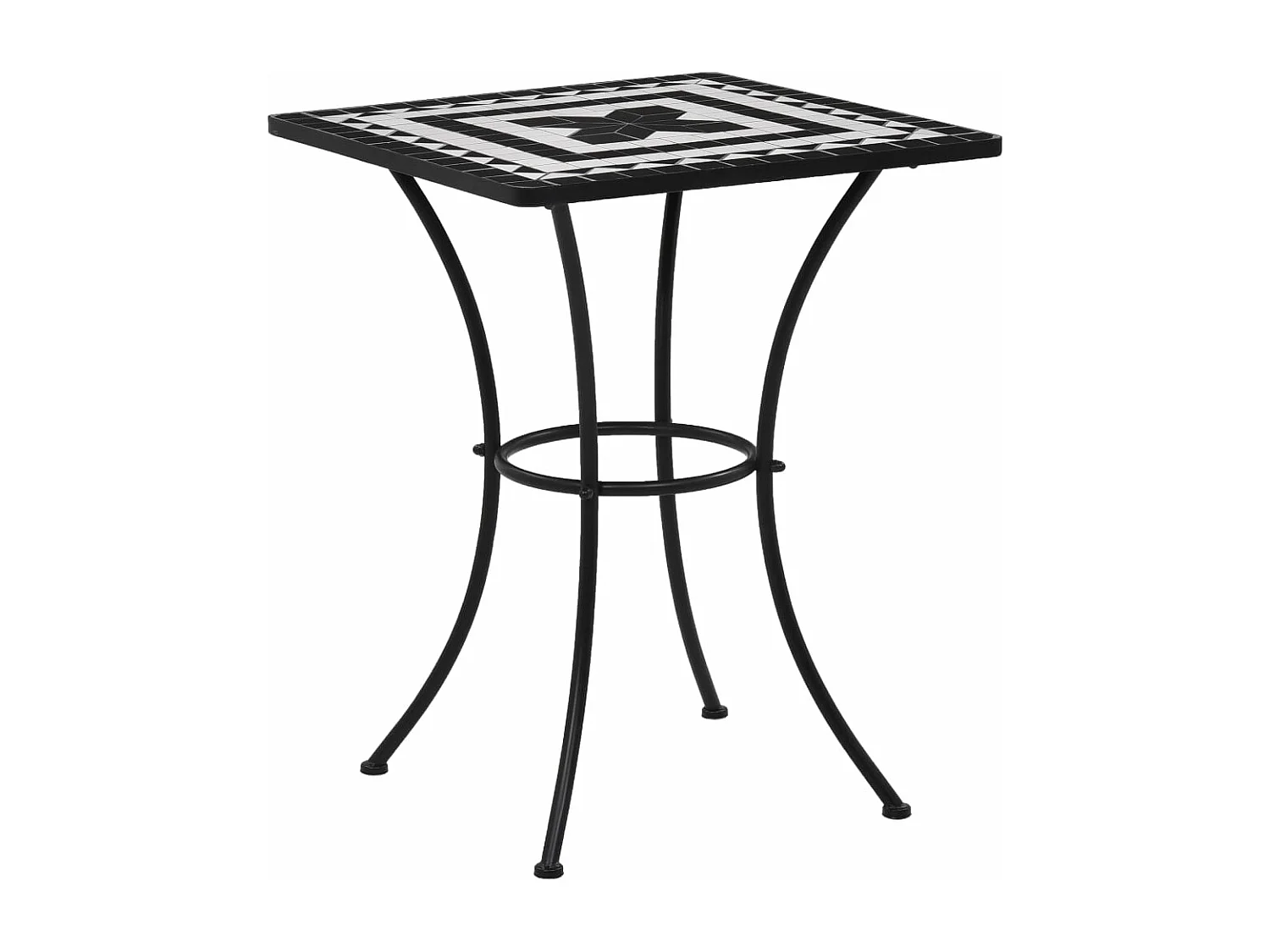 Table Bistrot Rectangulaire Verre Et Métal Mojawo – 60x60x70 Cm – Blanc Et Noir – Intérieur/Extérieur