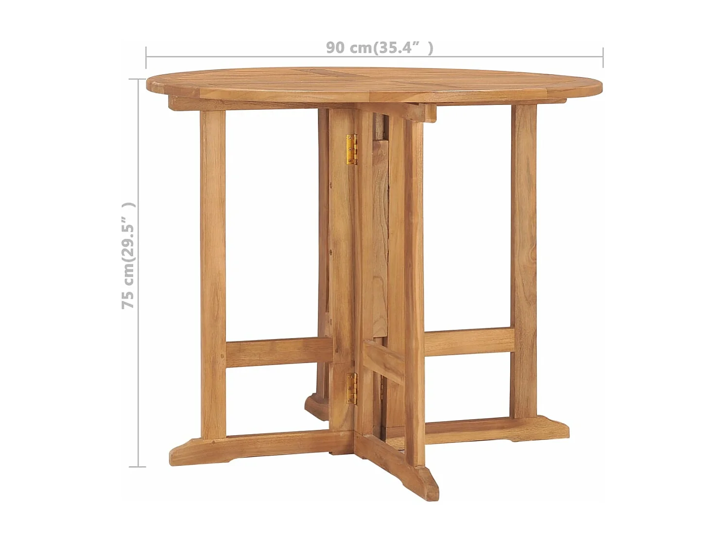 Table à dîner pliable de jardin Ø90x75 cm Bois de teck solide