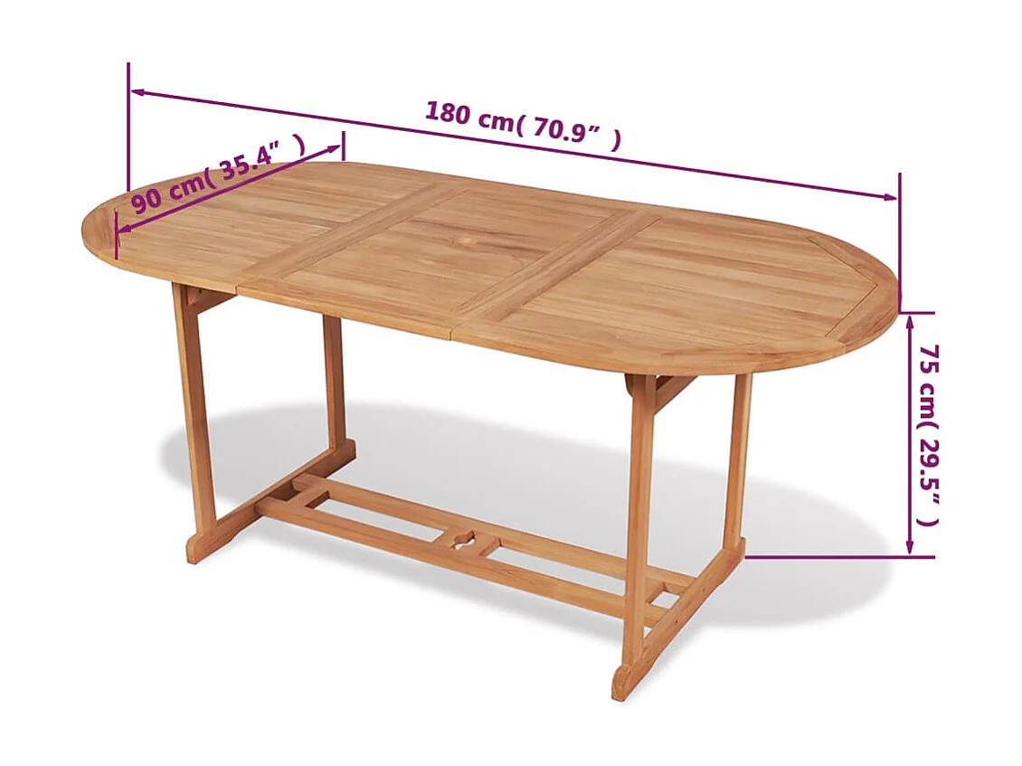 Gartentish 180x90x75 cm Teak Massivholz