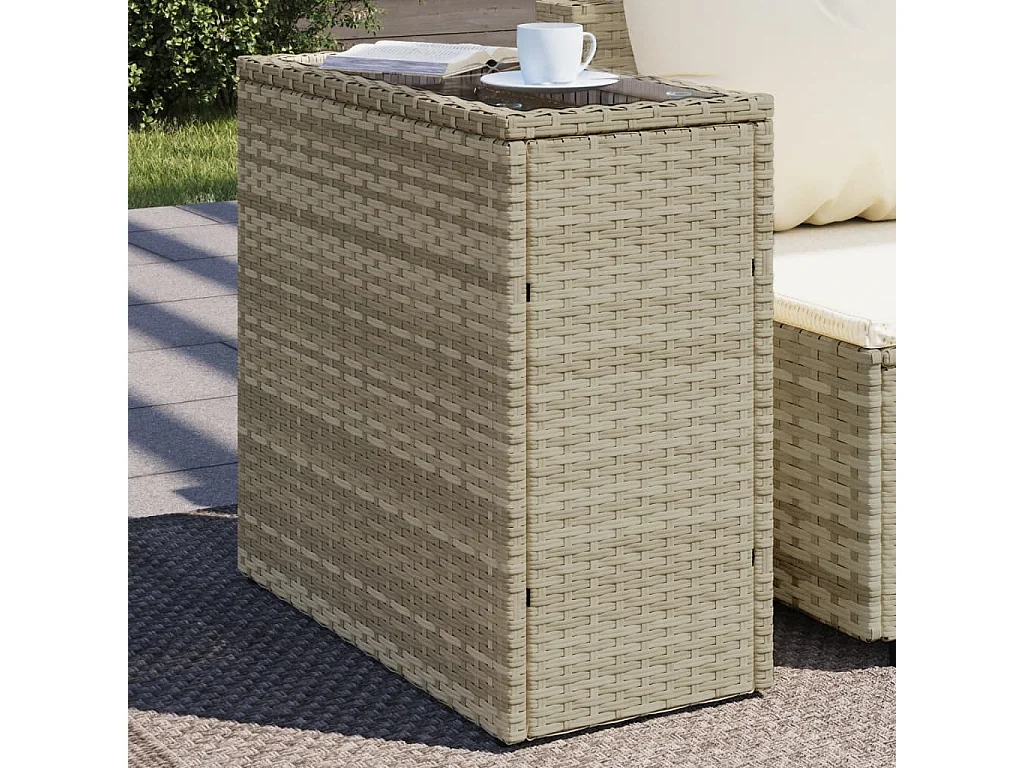Mesa de apoio jardim c/ tampo vidro 58x27,5x55 cm vime PE