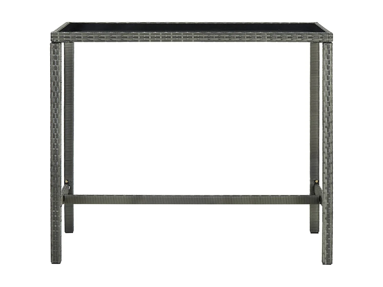 Mesa alta de jardín ratán sintético y vidrio gris 130x60x110cm