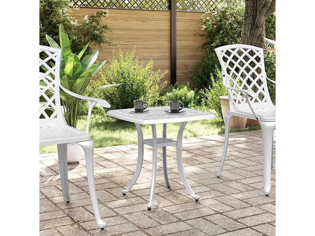 Mesa de jardim 53x53x53 cm alumínio fundido branco