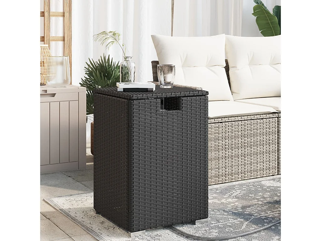Tavolo Copri Serbatoio Propano Nero 40x40x60 cm in Polyrattan
