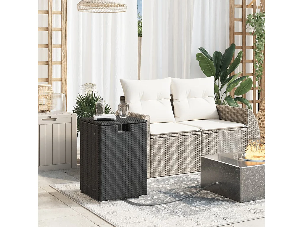 Tavolo Copri Serbatoio Propano Nero 40x40x60 cm in Polyrattan