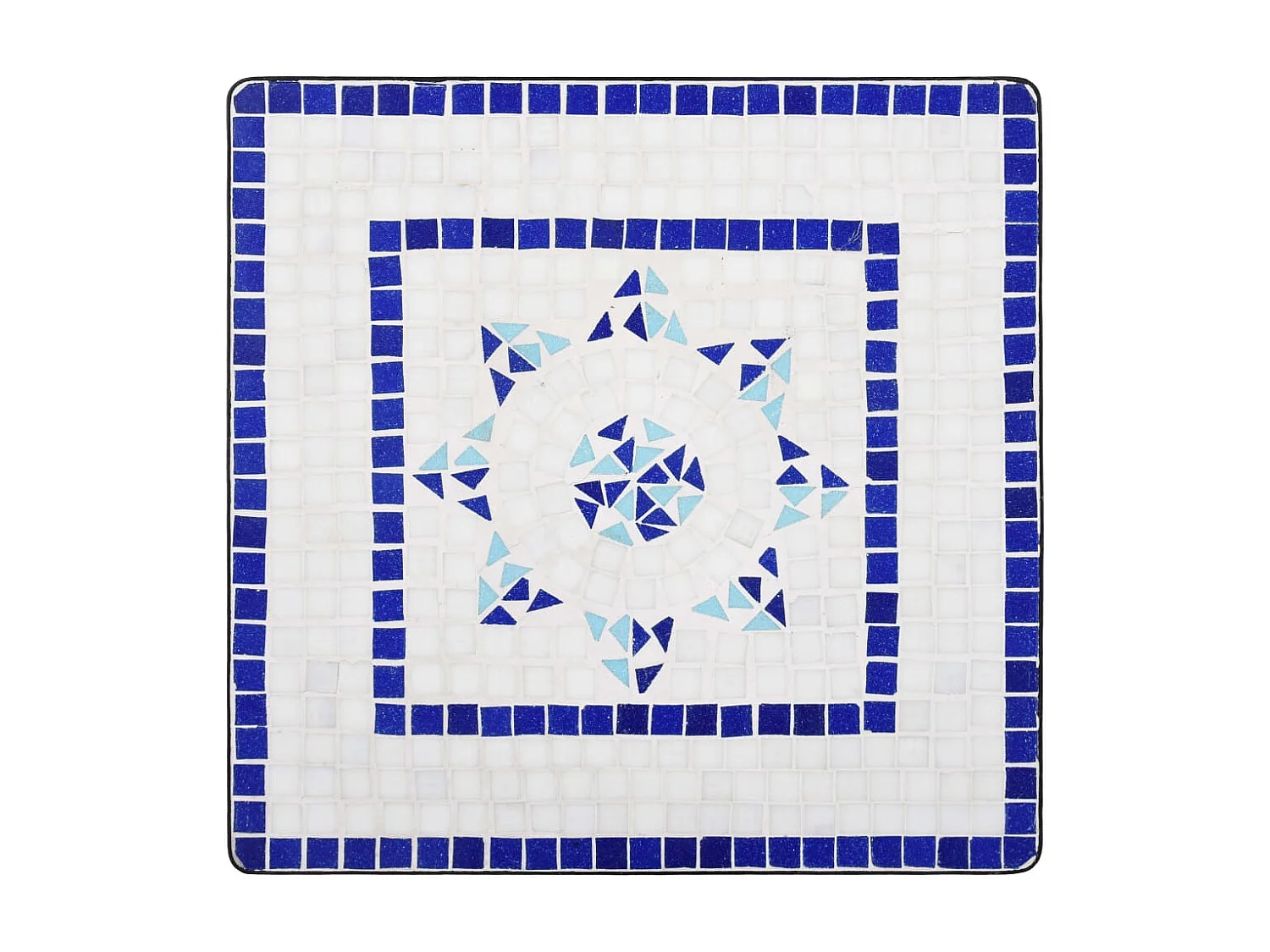 Table de bistro mosaïque Bleu et blanc 60 cm Céramique