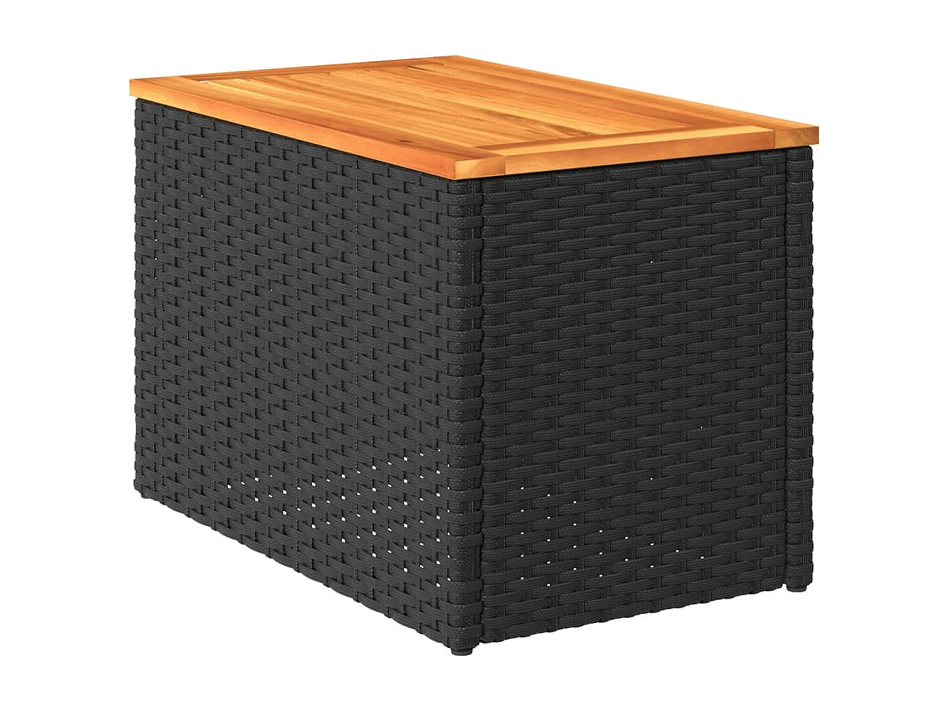 Mesas auxiliares de jardín 2 uds ratán madera negro 55x34x37cm