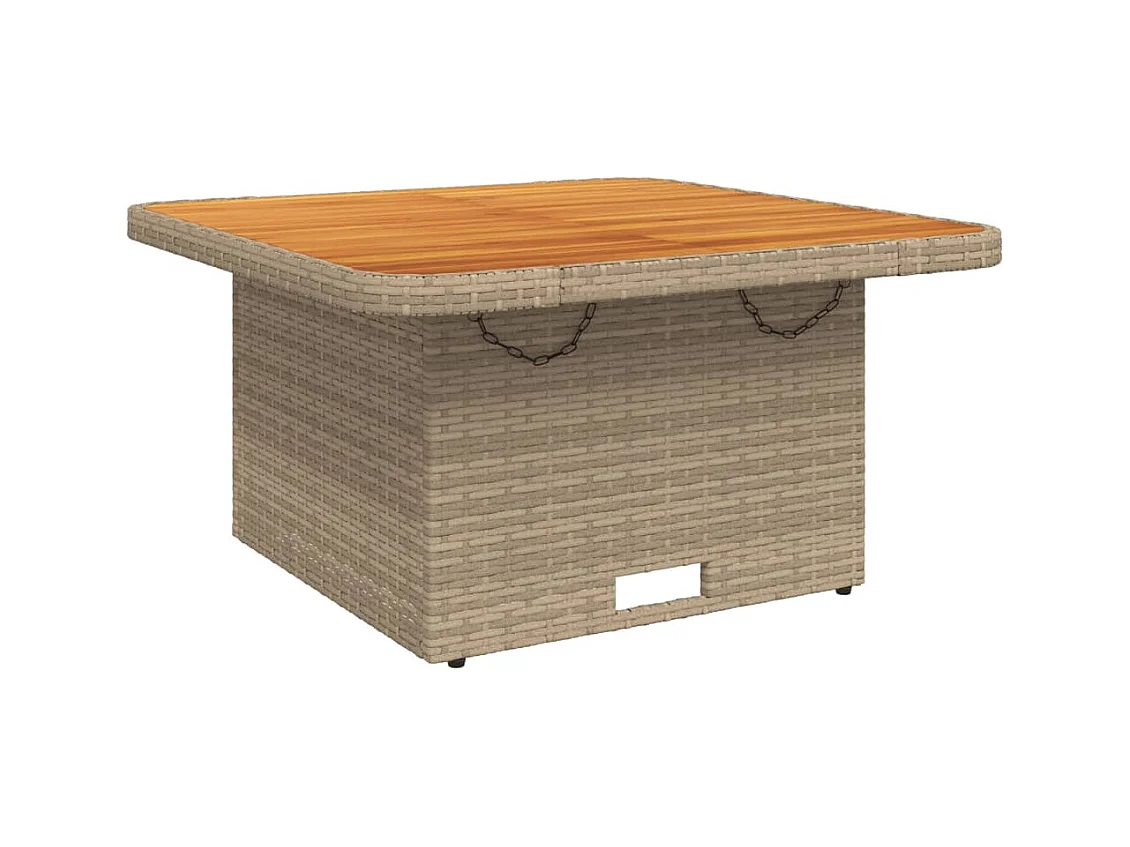 Tuintafel 80x80x71 cm poly rattan en acaciahout beige