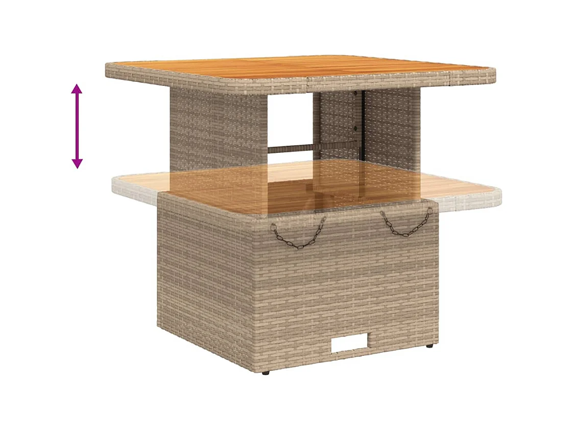Tuintafel 80x80x71 cm poly rattan en acaciahout beige