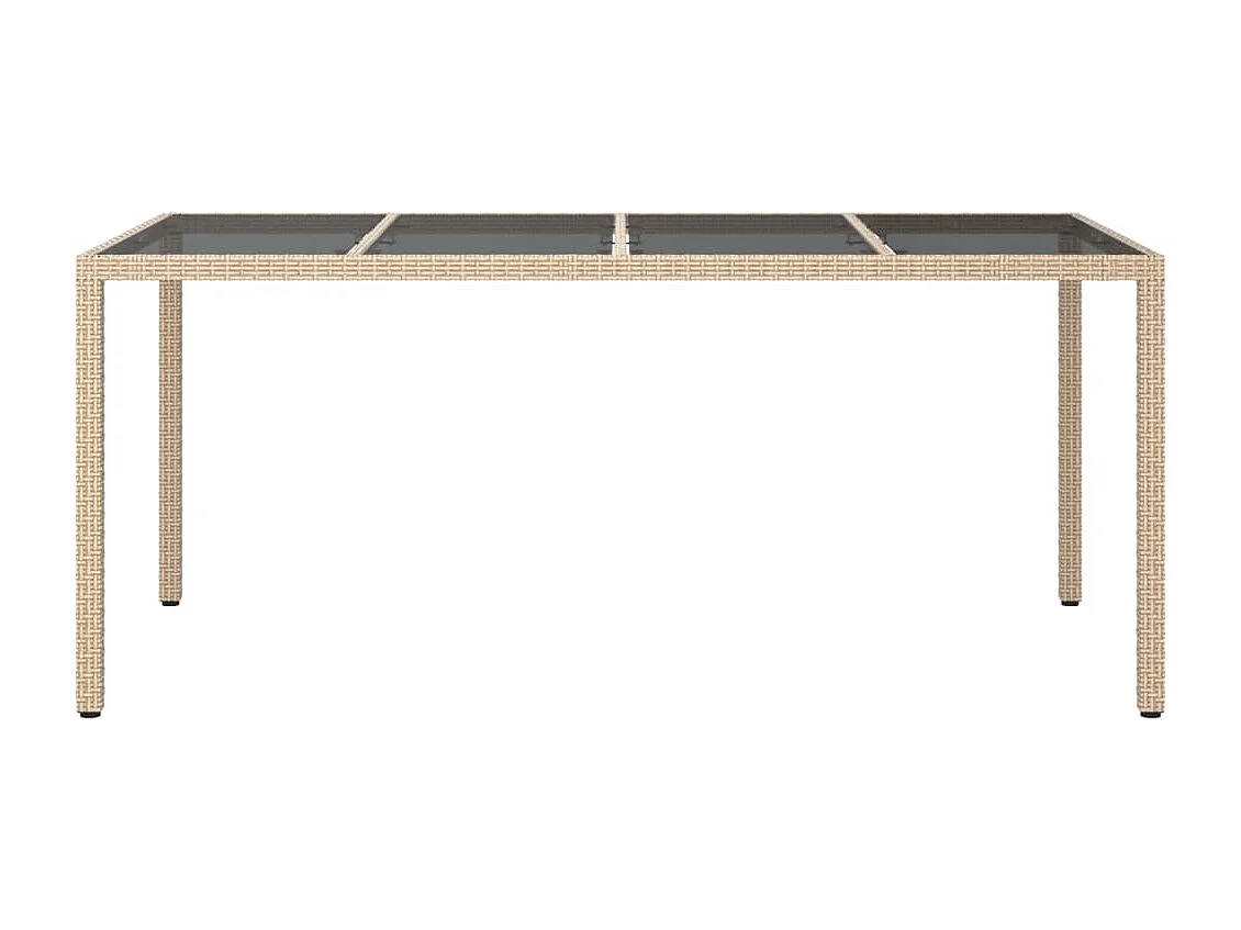 Table de jardin Beige 190x90x75 cm Verre trempé/résine tressée