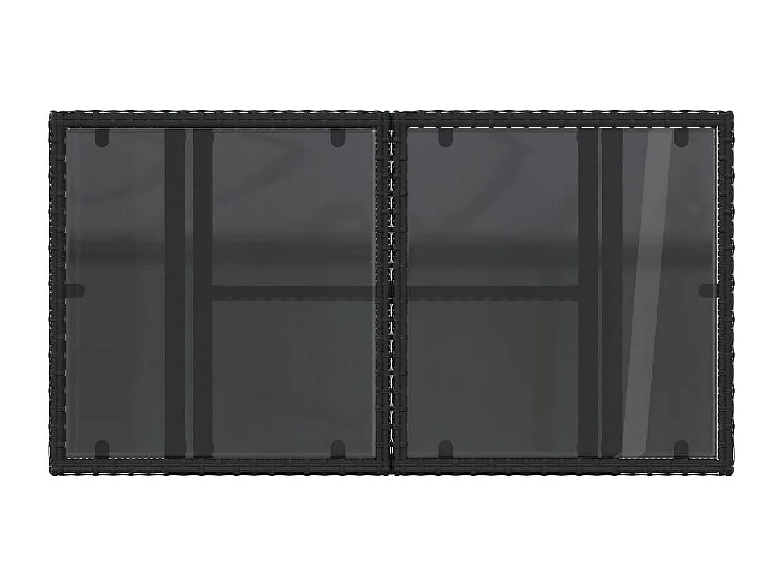 Mesa de jardim com tampo de vidro 100x55x73 cm vime PE preto