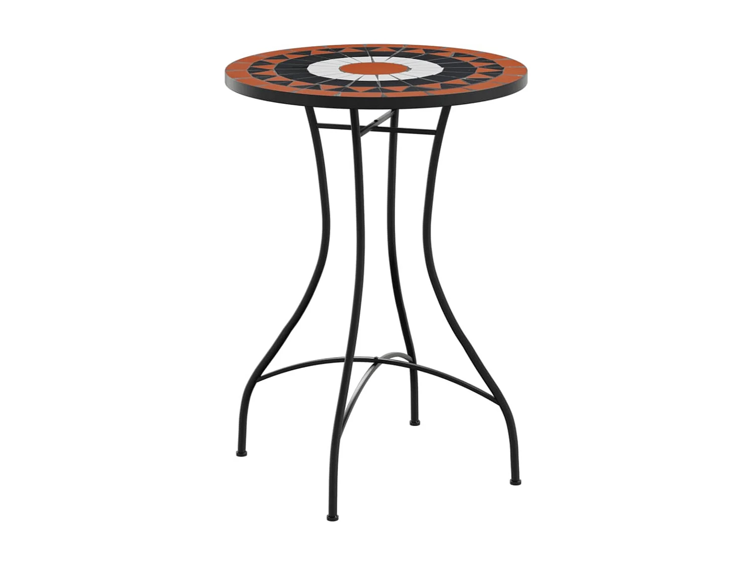 Bistrotafel mozaïek Ø50x70 cm keramiek terracottakleurig en wit