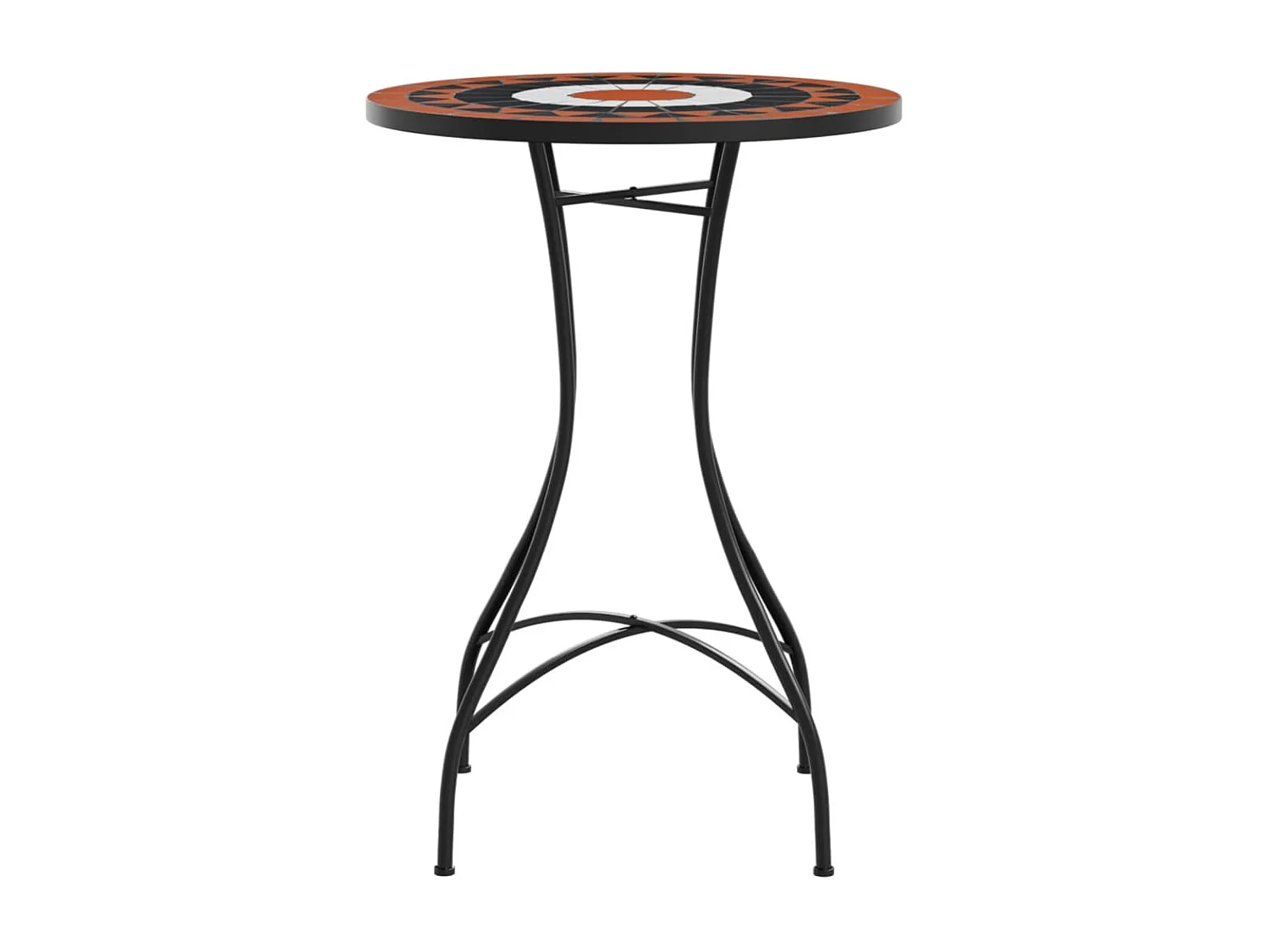 Bistrotafel mozaïek Ø50x70 cm keramiek terracottakleurig en wit