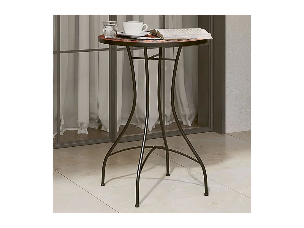 Table de bistro mosaïque terre cuite blanc Ø50x70 cm céramique