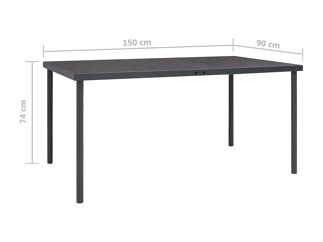 Table à dîner d'extérieur Anthracite 150x90x74 cm Acier
