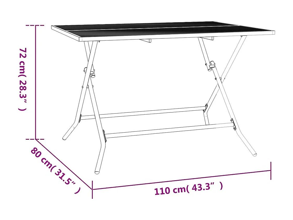 Tuintafel inklapbaar 110x80x72 cm staalgaas antracietkleurig