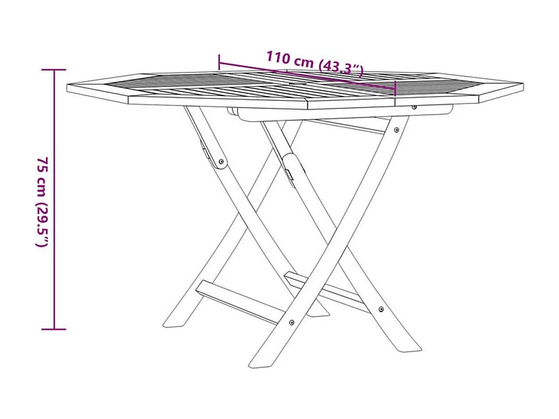 Table pliable de jardin 110x110x75 cm bois massif de teck