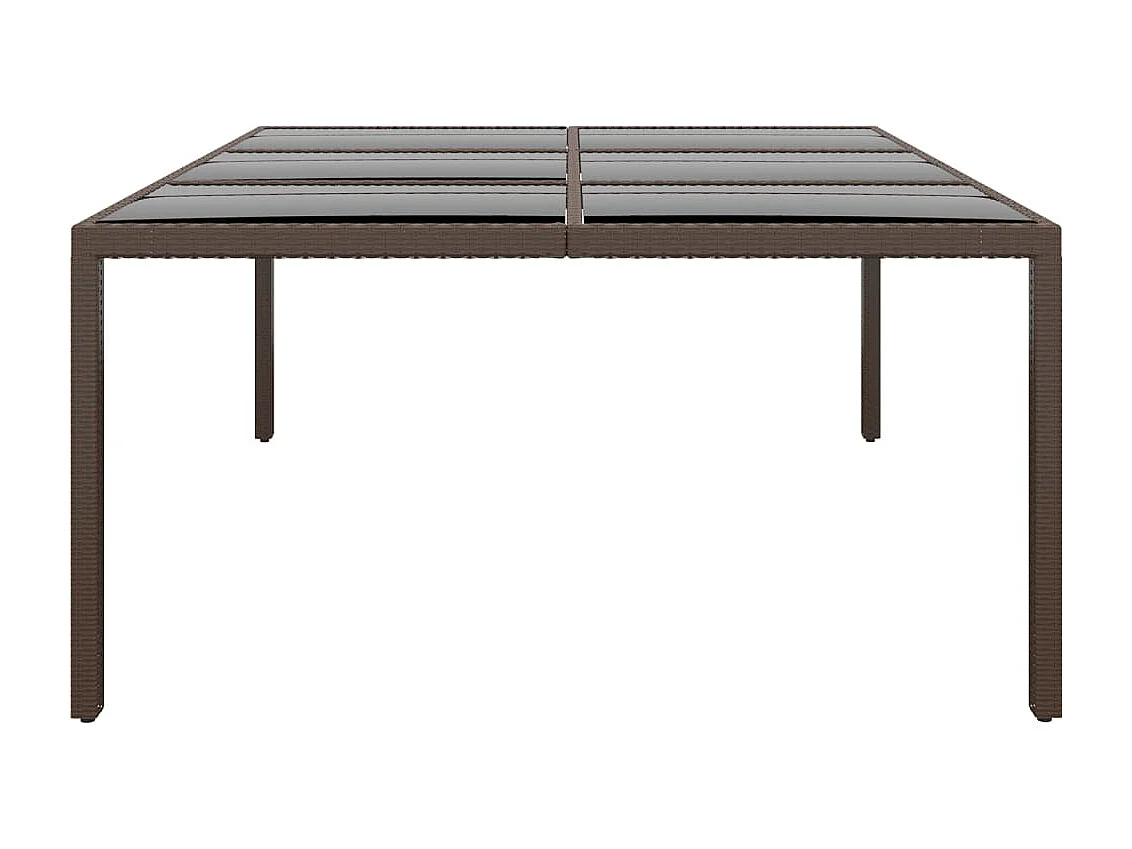 Gartentisch mit Glasplatte Braun 200x150x75 cm Rattan