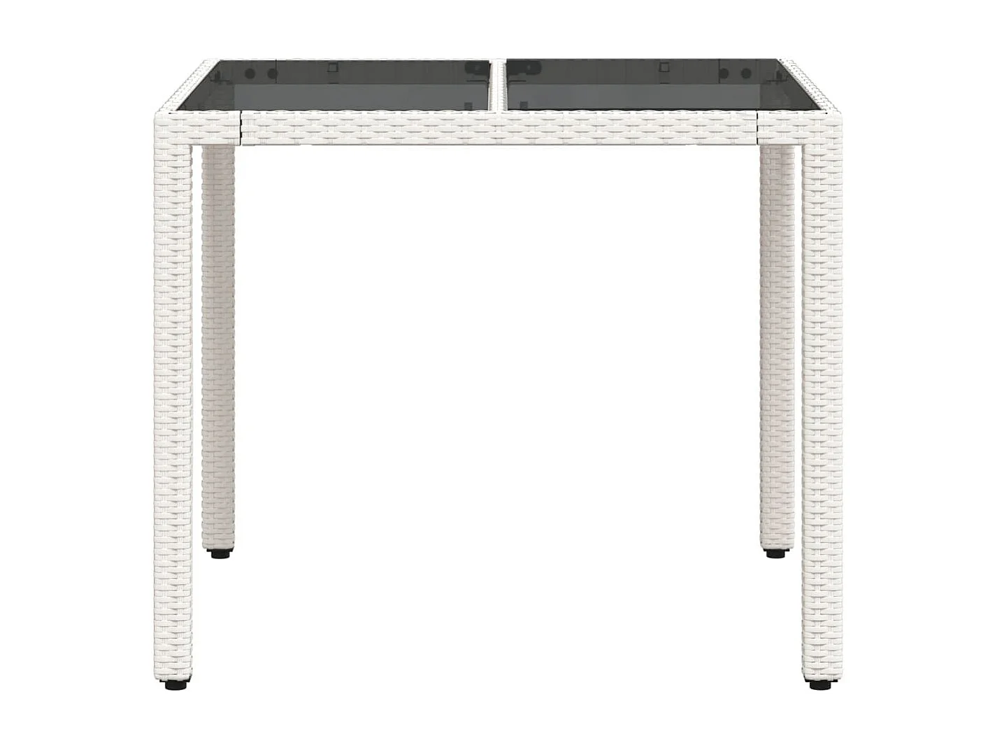 Tavolo Giardino con Piano Vetro Bianco 90x90x75 cm Polyrattan