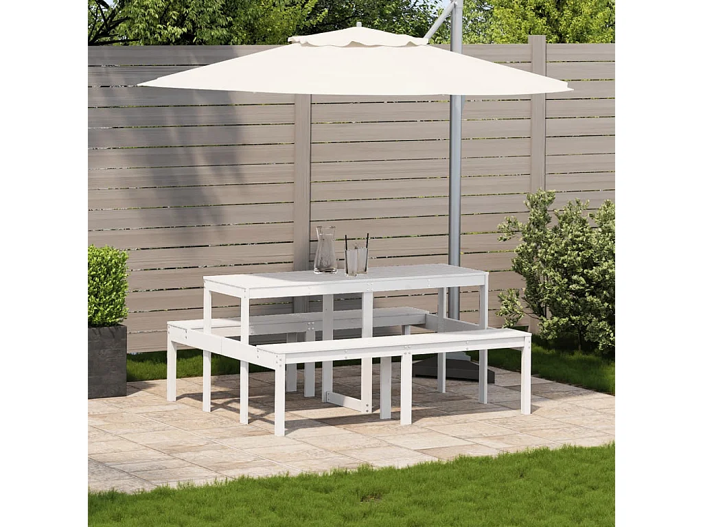 Mesa de piquenique 160x134x75 cm madeira de pinho maciça branco
