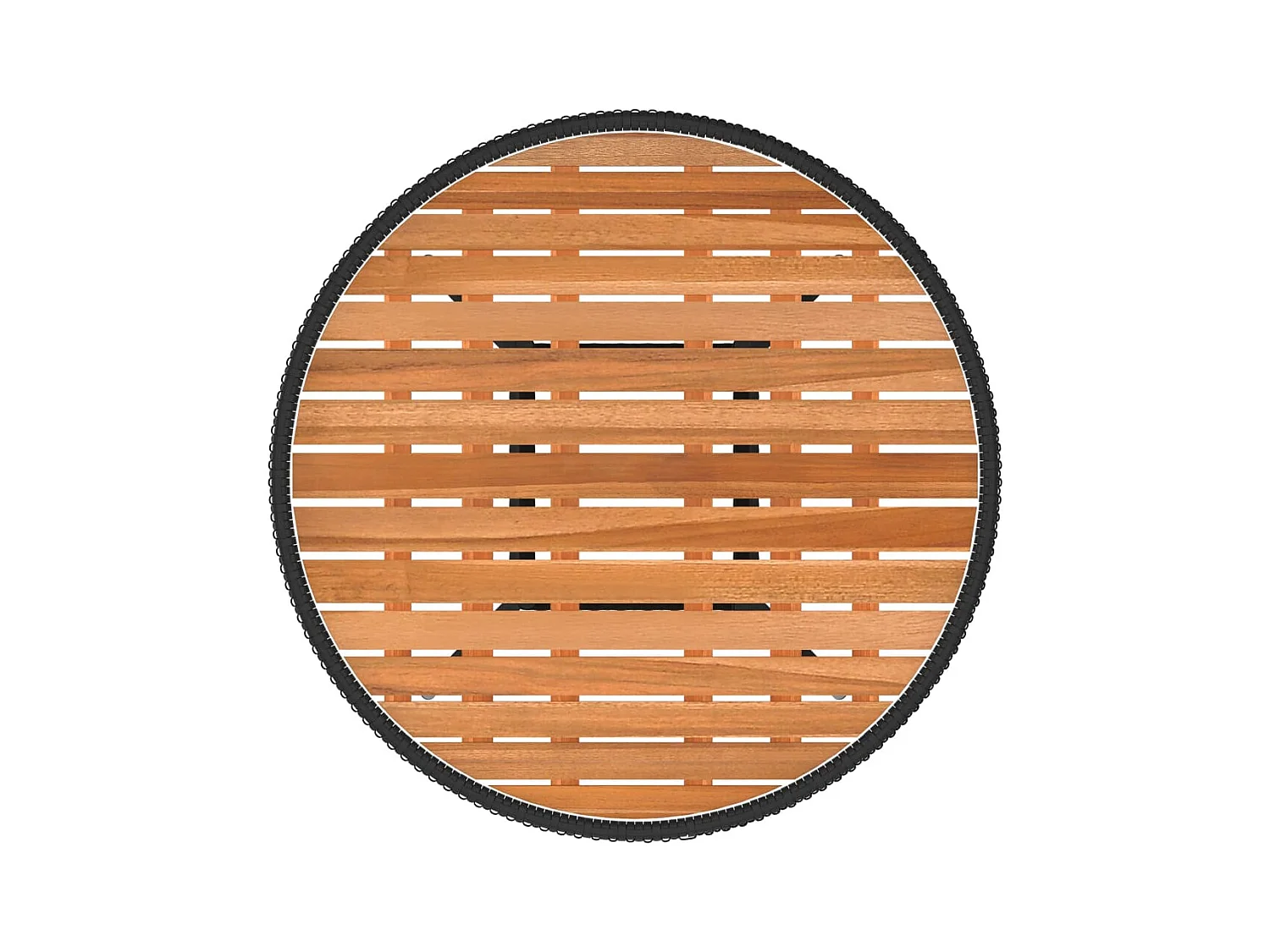 Tuintafel Ø70 cm poly rattan en massief acaciahout zwart