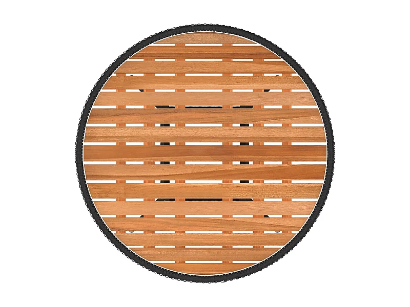 Table à dîner de jardin Noir Ø 70 cm Résine tressée et acacia