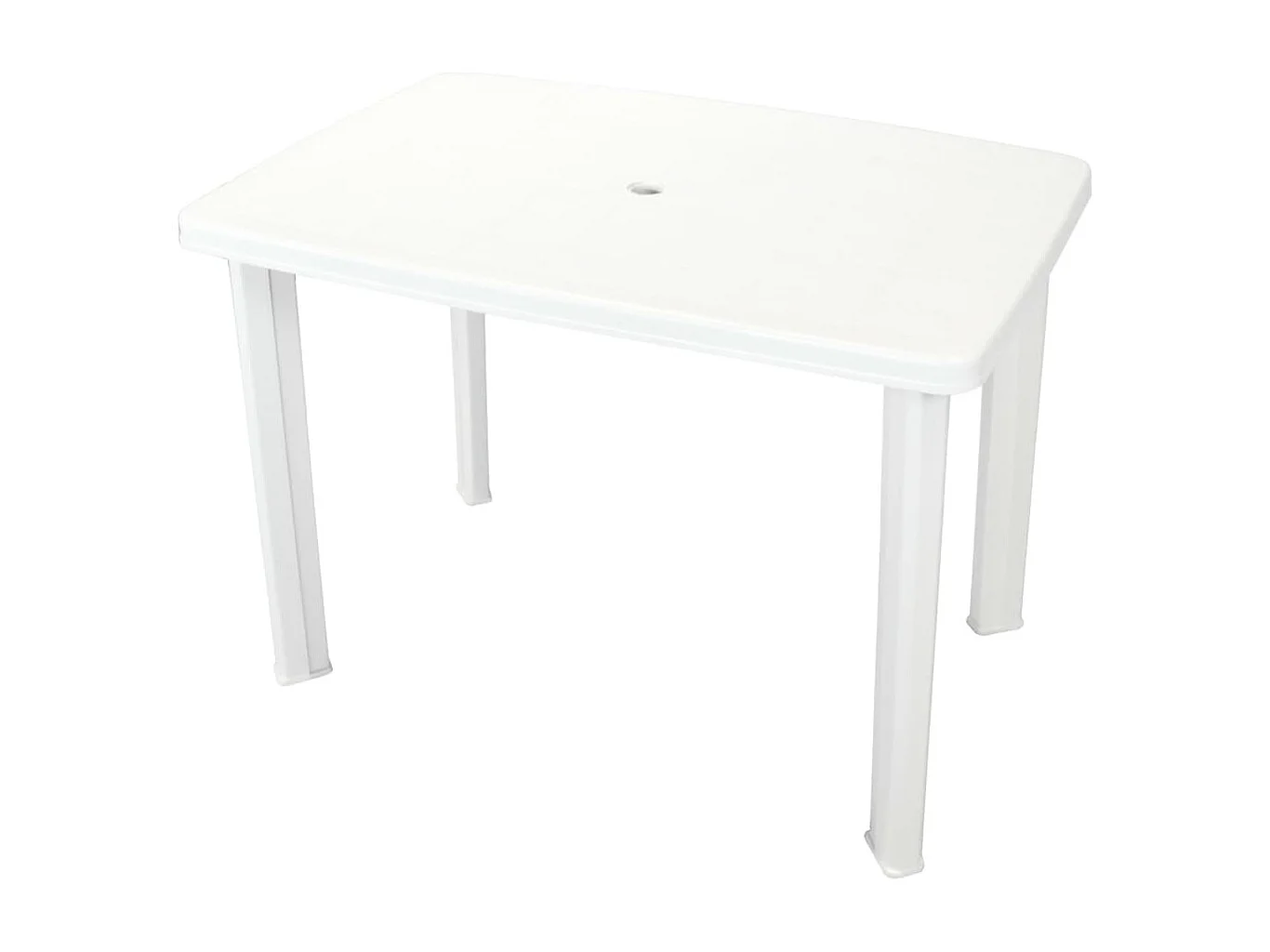 Tavolo Da Bistrot In Plastica Bianca Mojawo, 80x75 Cm, Pieghevole, Con Foro Per Ombrellone, Resistente Alle Intemperie Per Giardino E Interno