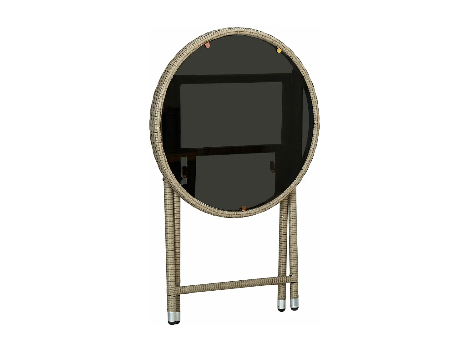 Beistelltisch Beige 60 cm Poly Rattan und Hartglas