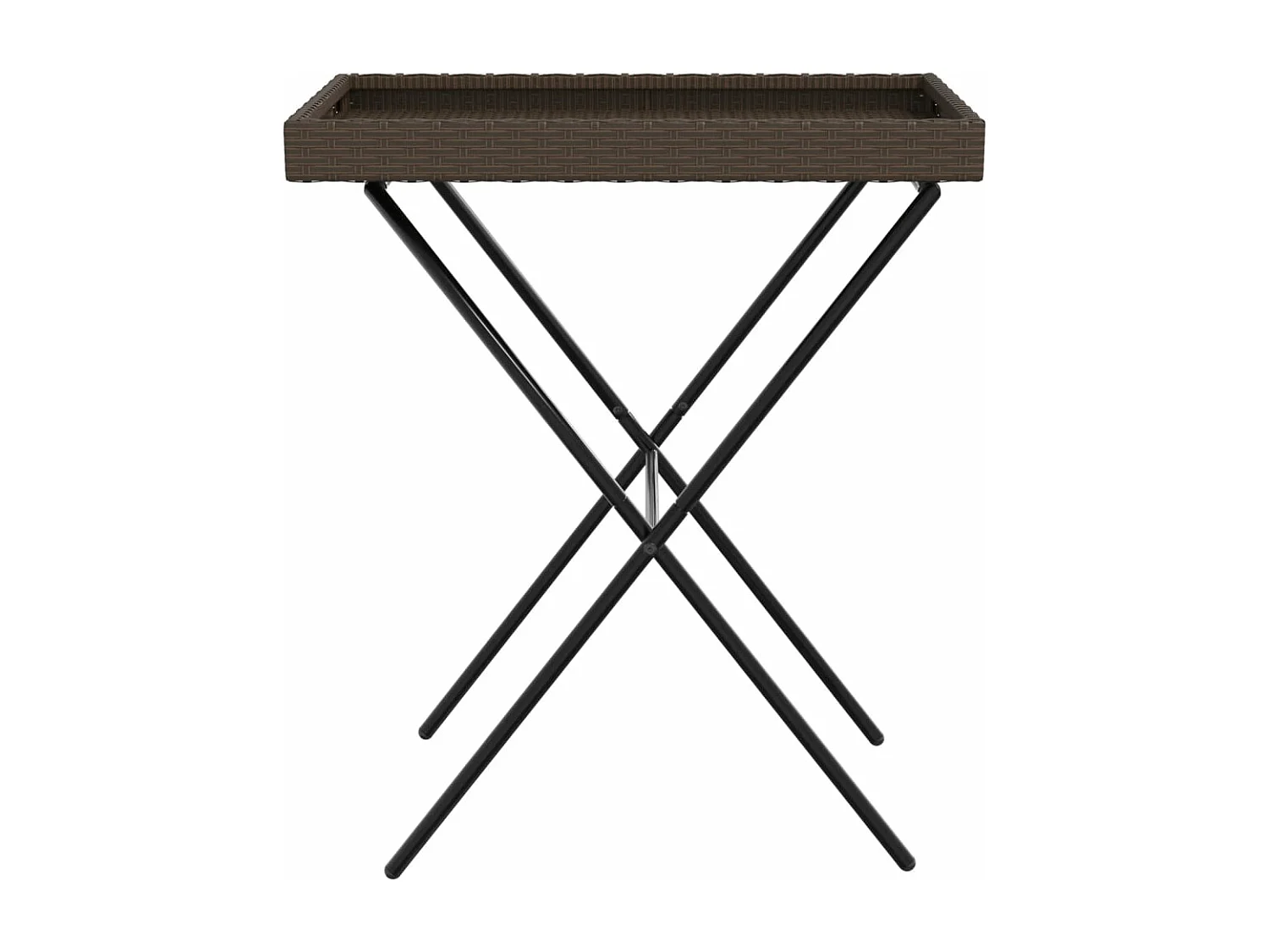 Mesa con bandeja plegable ratán sintético marrón 65x40x75 cm