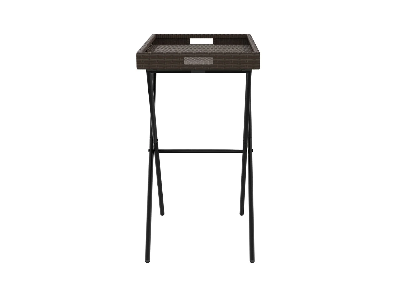 Mesa con bandeja plegable ratán sintético marrón 65x40x75 cm