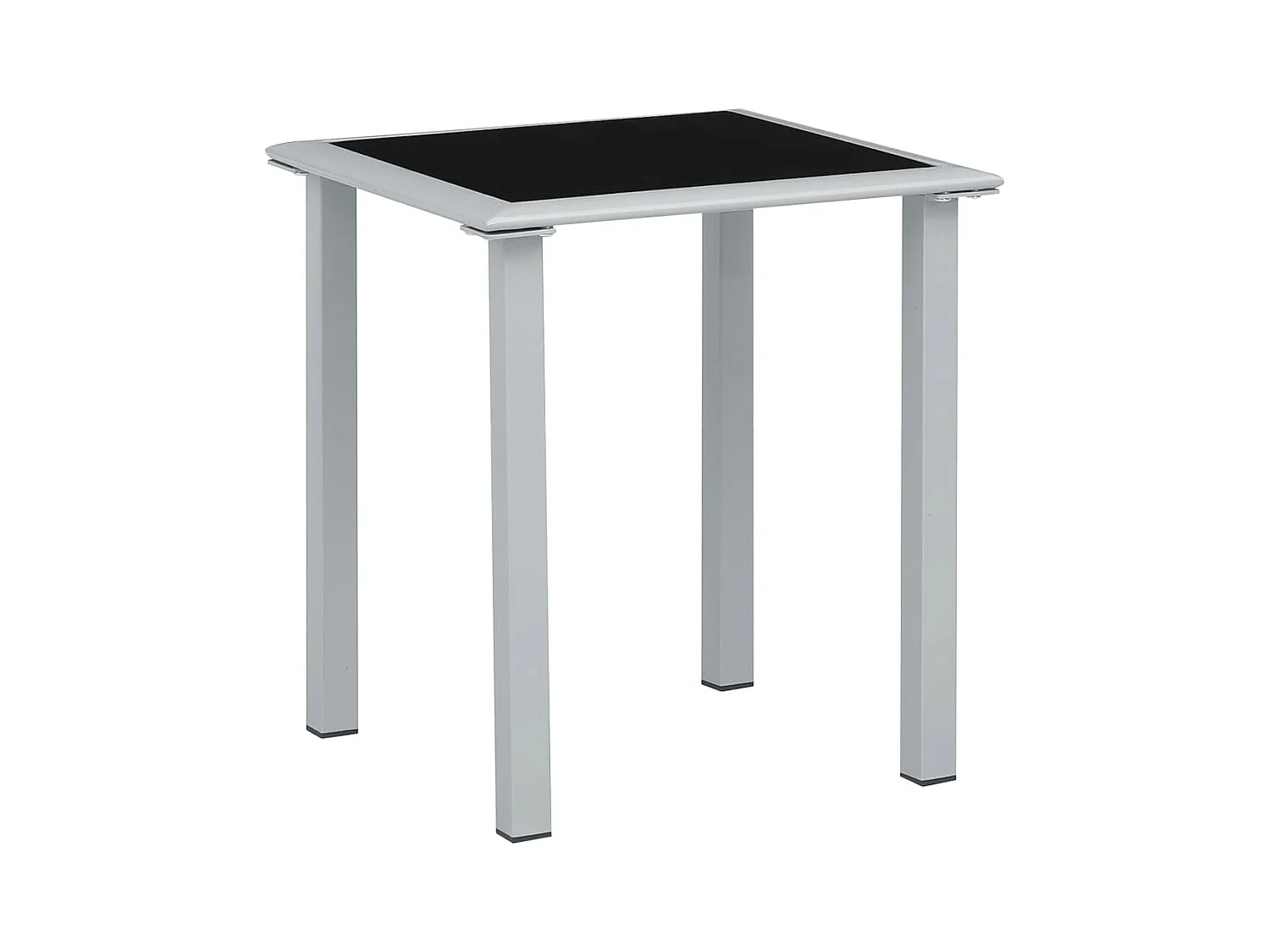 Gartentisch Schwarz und Silbern 41x41x45 cm Stahl und Glas