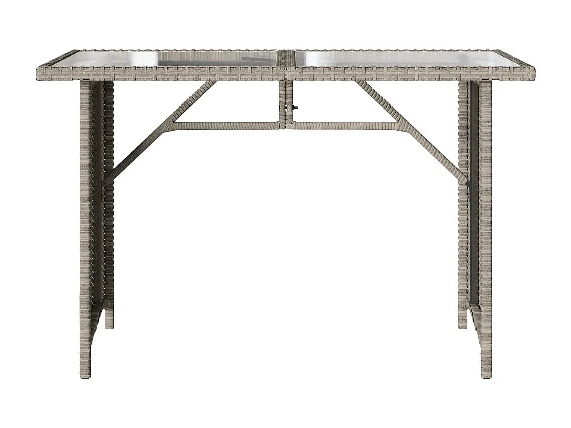 Table de jardin et dessus en verre gris clair 110x68x70cm rotin
