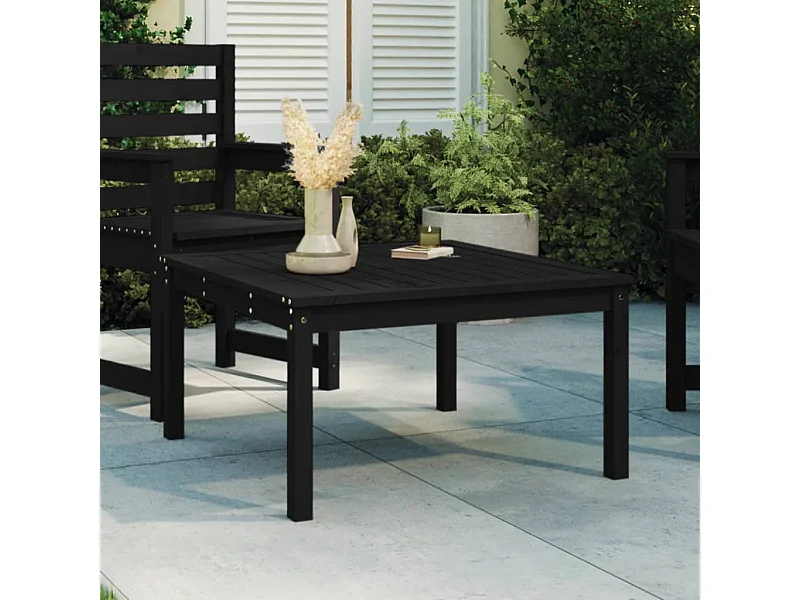 Mesa de jardín madera maciza pino negro 82,5x82,5x45 cm